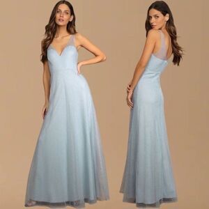 LULUS Feels Like a Fairytale Light Blue Rhinestone Maxi Dress - XL